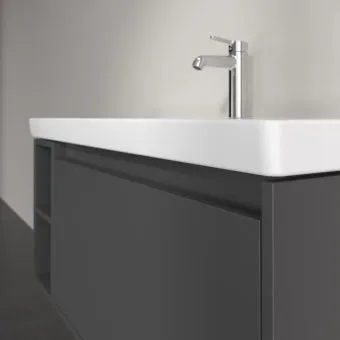 Villeroy & Boch Skyla КОМПЛЕКТ Тумба под раковину, 1 выдвижной ящик, 972 x 436 x 439 mm, Graphite +Skyla Pаковина для установки на тумбу, 1000 x 470 x 165 mm, с переливом, Альпийский белый C79000VR+5A51A501