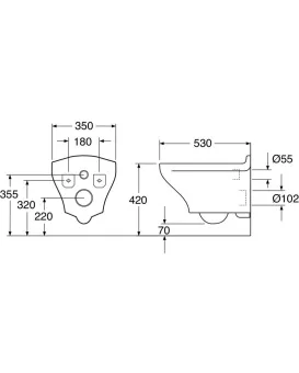Gustavsberg Estetic Унитаз подвесной + Сидение для унитаза жесткий пластик, с опцией quick release (легкое снятие) и функцией soft closing GB1183300S5030