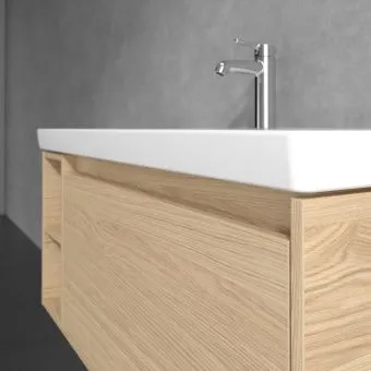 Villeroy & Boch Skyla КОМПЛЕКТ Тумба под раковину, 1 выдвижной ящик, 972 x 436 x 439 mm,Nordic Oak +Skyla Pаковина для установки на тумбу, 1000 x 470 x 165 mm, с переливом, Альпийский белый C79000VJ+5A51A501