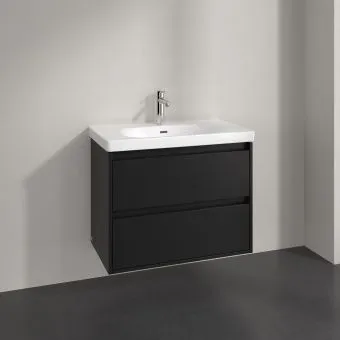 Villeroy & Boch Skyla КОМПЛЕКТ Тумба под раковину, 2 выдвижных ящика, 772 x 596 x 439 mm, Brilliant White +Skyla Pаковина для установки на тумбу, 800 x 460 x 160 mm, с переливом, Альпийский белый C79600VL+5A518001