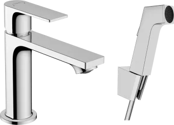 Hansgrohe Rebris E Смеситель для раковины 110, однорычажный, с душем бидетте, шлангом 160 см, без сливного набора, хром 72216000