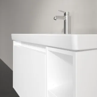 Villeroy & Boch Skyla КОМПЛЕКТ Тумба под раковину, 1 выдвижной ящик, 772 x 436 x 439 mm,Brilliant White + Skyla Pаковина для установки на тумбу крыло справа, 800 x 460 x 160 mm, с переливом, Альпийский белый C78800VE+5A52L101