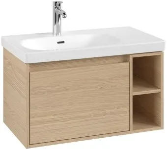 Villeroy & Boch Skyla КОМПЛЕКТ Тумба под раковину, 1 выдвижной ящик, 772 x 436 x 439 mm,Nordic Oak+ Skyla Pаковина для установки на тумбу крыло справа, 800 x 460 x 160 mm, с переливом, Альпийский белый C78800VJ+5A52L101