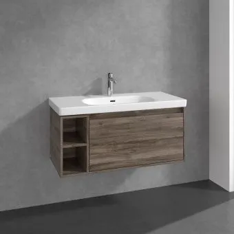 Villeroy & Boch Skyla КОМПЛЕКТ Тумба под раковину, 1 выдвижной ящик, 972 x 436 x 439 mm, Stone Oak +Skyla Pаковина для установки на тумбу, 1000 x 470 x 165 mm, с переливом, Альпийский белый C79000RK+5A51A501