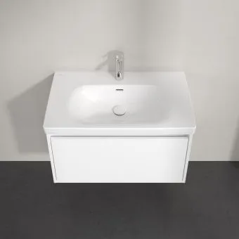 Villeroy & Boch Skyla КОМПЛЕКТ Тумба под раковину, 2 выдвижных ящика, 772 x 596 x 439 mm, Brilliant White +Skyla Pаковина для установки на тумбу, 800 x 460 x 160 mm, с переливом, Альпийский белый C78600VE+5A518001