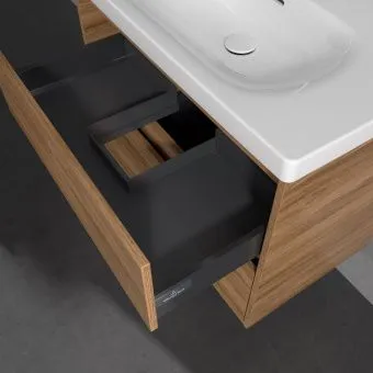 Villeroy & Boch Skyla КОМПЛЕКТ Тумба под раковину, 2 выдвижных ящика, 772 x 596 x 439 mm, Oak Kansas +Skyla Pаковина для установки на тумбу, 800 x 460 x 160 mm, с переливом, Альпийский белый C79600RH+5A518001