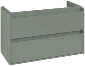 Villeroy & Boch Skyla Тумба под раковину, 2 выдвижных ящика, 972 x 596 x 439 mm, Soft Green +Skyla Pаковина для установки на тумбу, 1000 x 470 x 165 mm, с переливом, Альпийский белый C79900AF+5A51A501