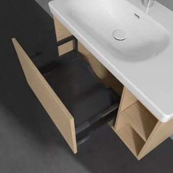 Villeroy & Boch Skyla КОМПЛЕКТ Тумба под раковину, 1 выдвижной ящик, 772 x 436 x 439 mm,Nordic Oak+ Skyla Pаковина для установки на тумбу крыло справа, 800 x 460 x 160 mm, с переливом, Альпийский белый C78800VJ+5A52L101