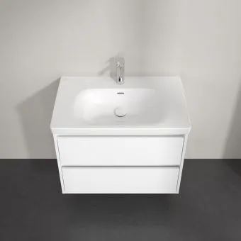 Villeroy & Boch Skyla КОМПЛЕКТ Тумба под раковину, 2 выдвижных ящика, 772 x 596 x 439 mm, Brilliant White +Skyla Pаковина для установки на тумбу, 800 x 460 x 160 mm, с переливом, Альпийский белый C79600VE+5A518001