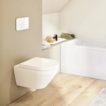 Villeroy & Boch Architectura Комбинированная упаковка подвесной унитаз со смывом TwistFlush[e³],с сиденьем Альпийский белый 4694CL01