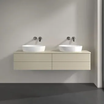 Villeroy & Boch Antao Тумба под раковину, с подсветкой, 4 выдвижных ящика, 1600 x 360 x 500 mm, фронтальная поверхность со структурной обработкой, Silk Grey Matt Lacquer / Silk Grey Matt Lacquer L28110HJ