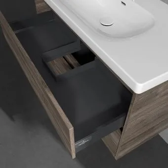 Villeroy & Boch Skyla Тумба под раковину, 2 выдвижных ящика, 972 x 596 x 439 mm, Stone Oak +Skyla Pаковина для установки на тумбу, 1000 x 470 x 165 mm, с переливом, Альпийский белый C79900RK+5A51A501
