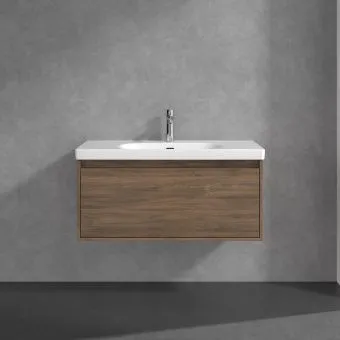 Villeroy & Boch Skyla КОМПЛЕКТ Тумба под раковину, 1 выдвижной ящик (2 ящика), 972 x 436 x 439 mm, Arizona Oak +Skyla Pаковина для установки на тумбу, 1000 x 470 x 165 mm, с переливом, Альпийский белый C78900VH+5A51A501