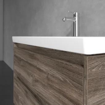 Villeroy & Boch Skyla Тумба под раковину, 2 выдвижных ящика, 972 x 596 x 439 mm, Stone Oak +Skyla Pаковина для установки на тумбу, 1000 x 470 x 165 mm, с переливом, Альпийский белый C79900RK+5A51A501