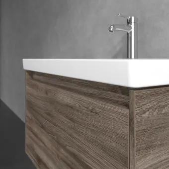 Villeroy & Boch Skyla КОМПЛЕКТ Тумба под раковину, 2 выдвижных ящика, 772 x 596 x 439 mm, Stone Oak +Skyla Pаковина для установки на тумбу, 800 x 460 x 160 mm, с переливом, Альпийский белый C78600RK+5A518001