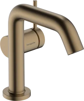 Hansgrohe, Tecturis S, Смеситель для раковины 110 Fine CoolStart EcoSmart+, однорычажный, со сливным гарнитуром Push-Open, шлифованная бронза 73320140
