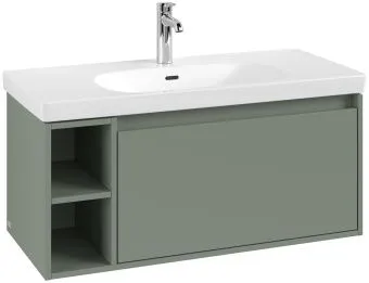 Villeroy & Boch Skyla КОМПЛЕКТ Тумба под раковину, 1 выдвижной ящик, 972 x 436 x 439 mm, Soft Green +Skyla Pаковина для установки на тумбу, 1000 x 470 x 165 mm, с переливом, Альпийский белый C79000AF+5A51A501
