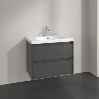 Villeroy & Boch Skyla КОМПЛЕКТ Тумба под раковину, 2 выдвижных ящика, 772 x 596 x 439 mm, Graphite +Skyla Pаковина для установки на тумбу, 800 x 460 x 160 mm, с переливом, Альпийский белый C79600VR+5A518001
