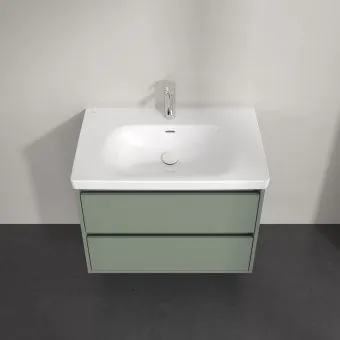 Villeroy & Boch Skyla КОМПЛЕКТ Тумба под раковину, 2 выдвижных ящика, 772 x 596 x 439 mm, Soft Green +Skyla Pаковина для установки на тумбу, 800 x 460 x 160 mm, с переливом, Альпийский белый C79600AF+5A518001