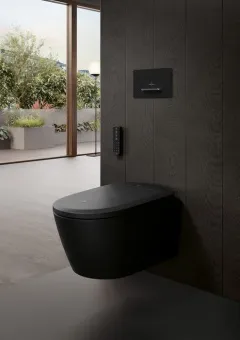 Villeroy & Boch Supreo Select унитаз-биде, унитаз с вертикальным смывом с открытым смывным краем, Pure Black CeramicPlus V16EN3R7