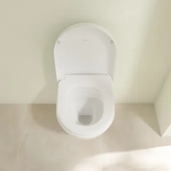 Villeroy & Boch Subway 2.0 Унитаз с открытым смывным краем Compact, настенный, смыв DirectFlush, Альпийский белый CeramicPlus, без сиденья 5606R0R1