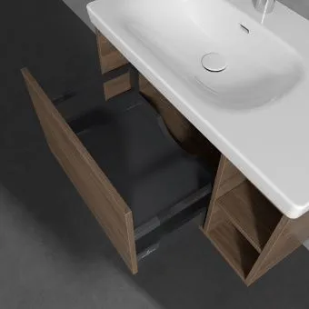 Villeroy & Boch Skyla КОМПЛЕКТ Тумба под раковину, 1 выдвижной ящик, 772 x 436 x 439 mm,Arizona Oak + Skyla Pаковина для установки на тумбу крыло справа, 800 x 460 x 160 mm, с переливом, Альпийский белый C78800VH+5A52L101