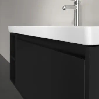 Villeroy & Boch Skyla КОМПЛЕКТ Тумба под раковину, 1 выдвижной ящик, 972 x 436 x 439 mm, Volcano Black +Skyla Pаковина для установки на тумбу, 1000 x 470 x 165 mm, с переливом, Альпийский белый C79000VL+5A51A501