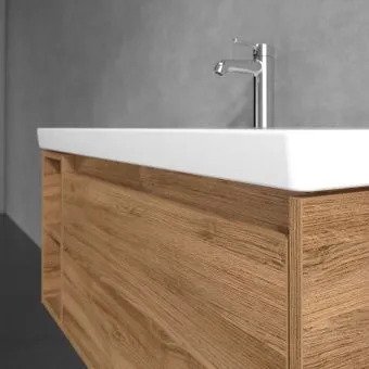 Villeroy & Boch Skyla КОМПЛЕКТ Тумба под раковину, 1 выдвижной ящик, 972 x 436 x 439 mm, Oak Kansas +Skyla Pаковина для установки на тумбу, 1000 x 470 x 165 mm, с переливом, Альпийский белый C79000RH+5A51A501