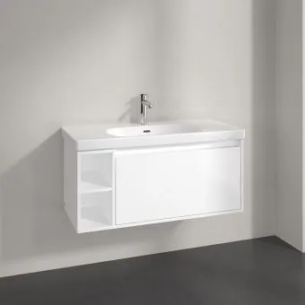 Villeroy & Boch Skyla КОМПЛЕКТ Тумба под раковину, 1 выдвижной ящик, 972 x 436 x 439 mm, Brilliant White +Skyla Pаковина для установки на тумбу, 1000 x 470 x 165 mm, с переливом, Альпийский белый C79000VE+5A51A501