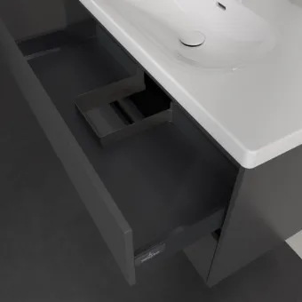 Villeroy & Boch Skyla Тумба под раковину, 2 выдвижных ящика, 972 x 596 x 439 mm, Graphite +Skyla Pаковина для установки на тумбу, 1000 x 470 x 165 mm, с переливом, Альпийский белый C79900VR+5A51A501
