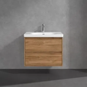 Villeroy & Boch Skyla КОМПЛЕКТ Тумба под раковину, 2 выдвижных ящика, 772 x 596 x 439 mm, Oak Kansas +Skyla Pаковина для установки на тумбу, 800 x 460 x 160 mm, с переливом, Альпийский белый C79600RH+5A518001