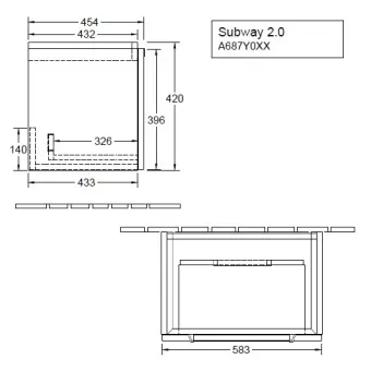 Комплект Subway 2.0 Тумба под раковину, 1 выдвижной ящик, 587 x 420 x 454 mm, White Wood +Subway 2.0 Pаковина, 600 x 470 x 150 mm, Альпийский белый, с переливом, нешлифованный 