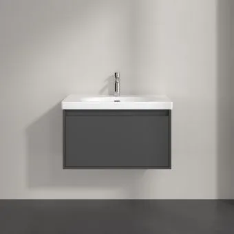 Villeroy & Boch Skyla КОМПЛЕКТ Тумба под раковину, 2 выдвижных ящика, 772 x 596 x 439 mm, Graphite +Skyla Pаковина для установки на тумбу, 800 x 460 x 160 mm, с переливом, Альпийский белый C78600VR+5A518001