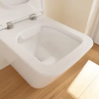 Villeroy & Boch Finion Унитаз с открытым смывным краем, настенный, смыв DirectFlush, Альпийский белый CeramicPlus, без сиденья 4664R0R1