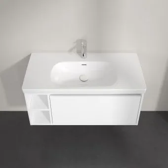 Villeroy & Boch Skyla КОМПЛЕКТ Тумба под раковину, 1 выдвижной ящик, 972 x 436 x 439 mm, Brilliant White +Skyla Pаковина для установки на тумбу, 1000 x 470 x 165 mm, с переливом, Альпийский белый C79000VE+5A51A501