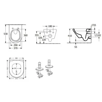 Villeroy & Boch Комплект 3 в 1 Унитаз с сиденьем+Инсталляционная система+Клавиша смыва 4616D301