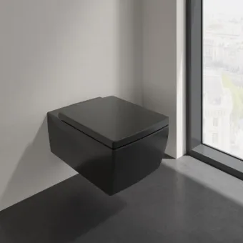 Villeroy & Boch Memento 2.0 Унитаз с открытым смывным краем, настенный, смыв DirectFlush, Pure Black CeramicPlus, без сиденья 4633R0R7