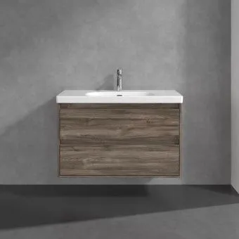 Villeroy & Boch Skyla Тумба под раковину, 2 выдвижных ящика, 972 x 596 x 439 mm, Stone Oak +Skyla Pаковина для установки на тумбу, 1000 x 470 x 165 mm, с переливом, Альпийский белый C79900RK+5A51A501