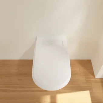 Villeroy & Boch Hommage Унитаз с вертикальным смывом, настенный, Альпийский белый CeramicPlus, без сиденья 6661B0R1