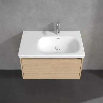 Villeroy & Boch Skyla КОМПЛЕКТ Тумба под раковину, 2 выдвижных ящика, 772 x 596 x 439 mm, Nordic Oak +Skyla Pаковина для установки на тумбу, 800 x 460 x 160 mm, с переливом, Альпийский белый C78600VJ+5A518001