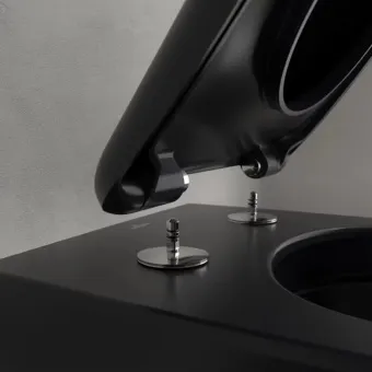 Villeroy & Boch Antao Унитаз с открытым смывным краем, настенный, смыв TwistFlush, Pure Black CeramicPlus, без сиденья 4674T0R7