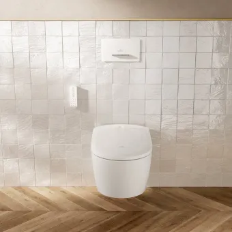 Villeroy & Boch Supreo Select унитаз-биде, унитаз с вертикальным смывом с открытым смывным краем, Альпийский белый CeramicPlus V16EN3R1