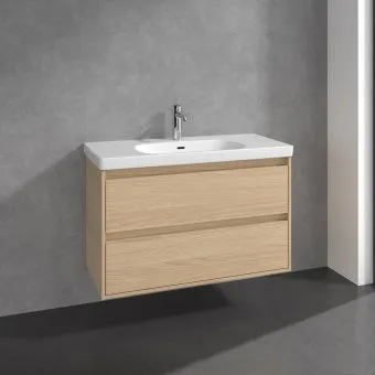 Villeroy & Boch Skyla Тумба под раковину, 2 выдвижных ящика, 972 x 596 x 439 mm, Nordic Oak +Skyla Pаковина для установки на тумбу, 1000 x 470 x 165 mm, с переливом, Альпийский белый C79900VJ+5A51A501