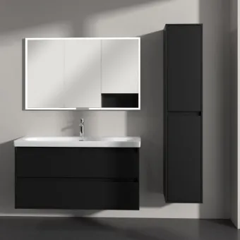 Villeroy & Boch Skyla Тумба под раковину, 2 выдвижных ящика, 972 x 596 x 439 mm, Graphite +Skyla Pаковина для установки на тумбу, 1000 x 470 x 165 mm, с переливом, Альпийский белый C79900VR+5A51A501
