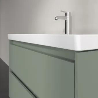 Villeroy & Boch Skyla Тумба под раковину, 2 выдвижных ящика, 972 x 596 x 439 mm, Soft Green +Skyla Pаковина для установки на тумбу, 1000 x 470 x 165 mm, с переливом, Альпийский белый C79900AF+5A51A501