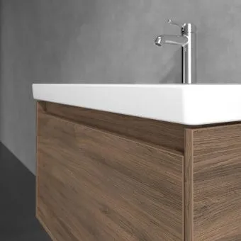 Villeroy & Boch Skyla КОМПЛЕКТ Тумба под раковину, 2 выдвижных ящика, 772 x 596 x 439 mm, Arizona Oak +Skyla Pаковина для установки на тумбу, 800 x 460 x 160 mm, с переливом, Альпийский белый C78600VH+5A518001