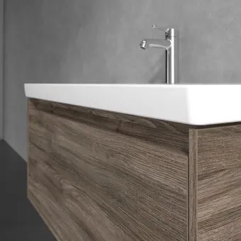 Villeroy & Boch Skyla КОМПЛЕКТ Тумба под раковину, 1 выдвижной ящик (2 ящика), 972 x 436 x 439 mm,Stone Oak+Skyla Pаковина для установки на тумбу, 1000 x 470 x 165 mm, с переливом, Альпийский белый C78900RK+5A51A501