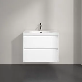 Villeroy & Boch Skyla КОМПЛЕКТ Тумба под раковину, 2 выдвижных ящика, 772 x 596 x 439 mm, Brilliant White +Skyla Pаковина для установки на тумбу, 800 x 460 x 160 mm, с переливом, Альпийский белый C79600VE+5A518001