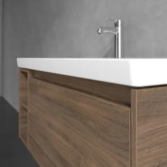 Villeroy & Boch Skyla КОМПЛЕКТ Тумба под раковину, 1 выдвижной ящик, 972 x 436 x 439 mm, Arizona Oak +Skyla Pаковина для установки на тумбу, 1000 x 470 x 165 mm, с переливом, Альпийский белый C79000VH+5A51A501