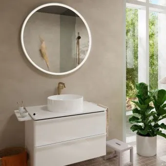 Hansgrohe, Tecturis S, Смеситель для раковины 240 Fine CoolStart, однорычажный, для умывальников со сливным гарнитуром Push-Open, шлифованная бронза, 73370140